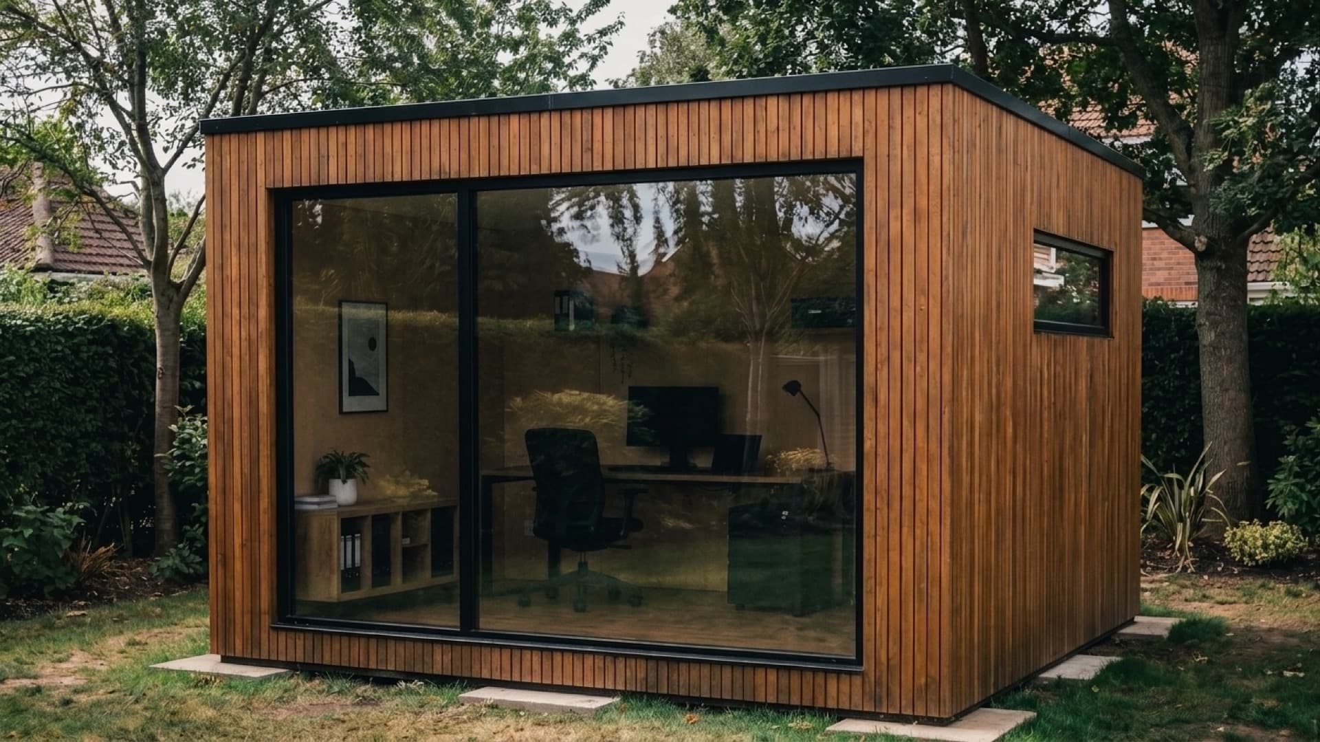 Wild Office cabin in a forested setting
